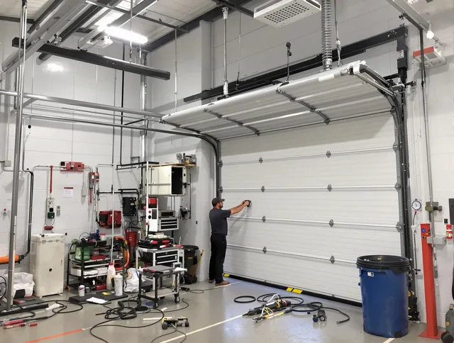 Tamiami Garage Door Repair certified technician performing commercial door repair at a Tamiami business facility